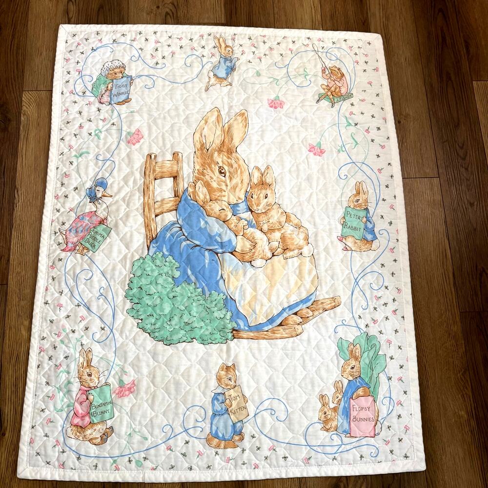 Vintage Peter Rabbit Beatrix Potter Nursery Crib Blanket Bedding Cover